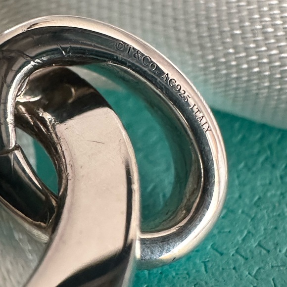 Tiffany & Co New Extra Large XL RTT Heart Charm Pendant SS  blue enamel link - Picture 7 of 13